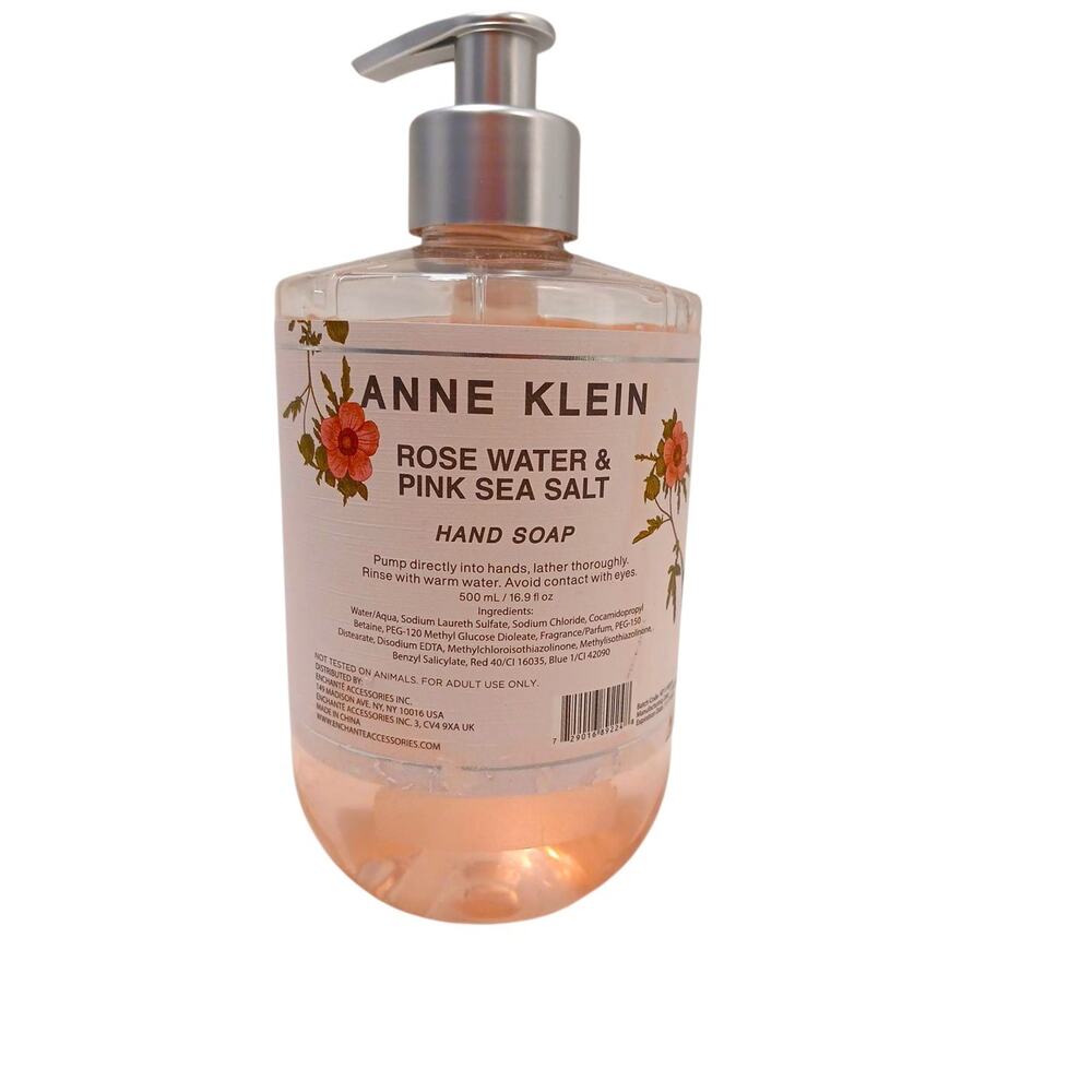 Anne Klein Luxury HAND Soap Rose Water & Pink Sea Salt Fragrance 16.9 fl oz Rare